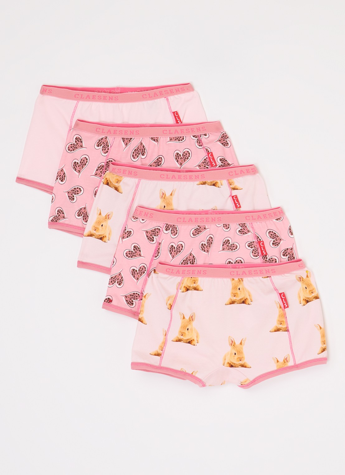 Claesens Boxershorts met print in 5-pack - voorkant roze