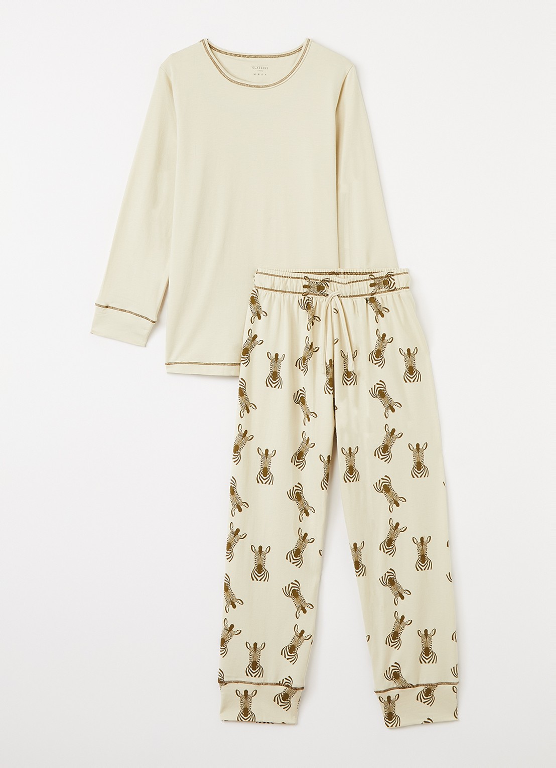 Claesens Pyjamaset met print - voorkant beige