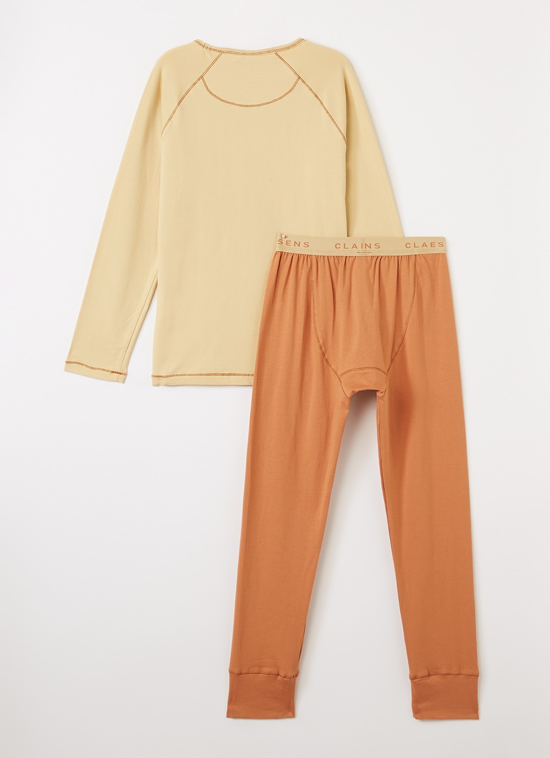 Claesens Pyjamaset met print - voorkant 2 oranje