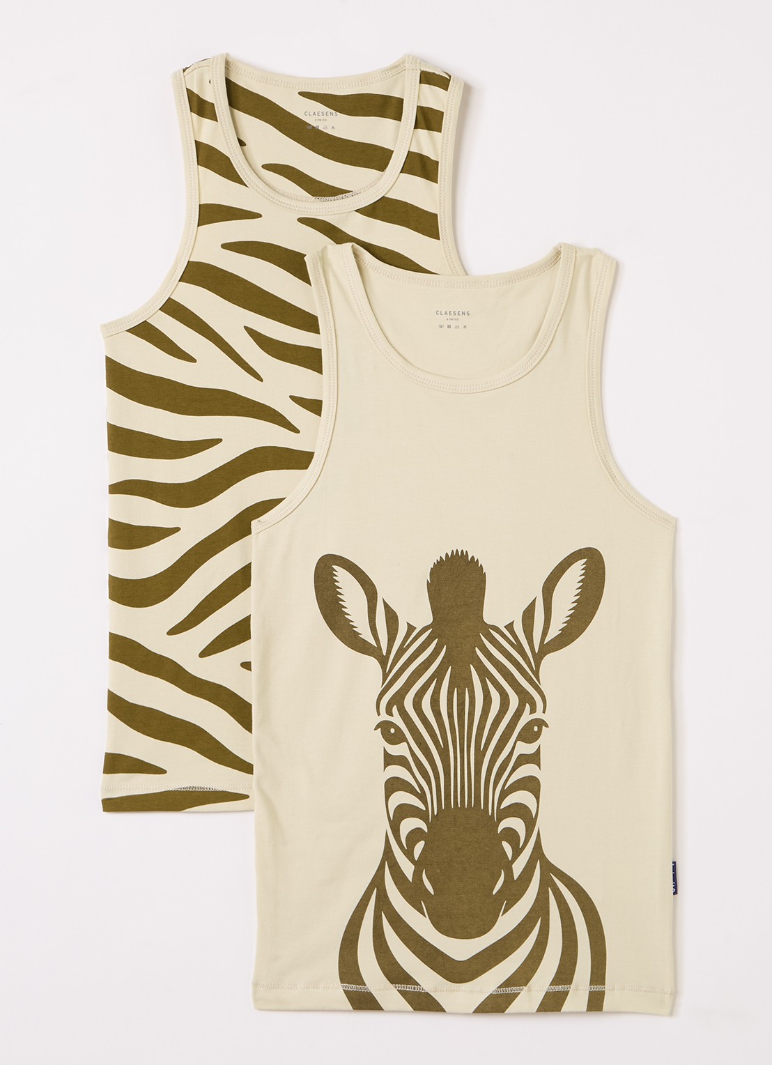 Claesens Singlet met print in 2-pack - voorkant mosgroen