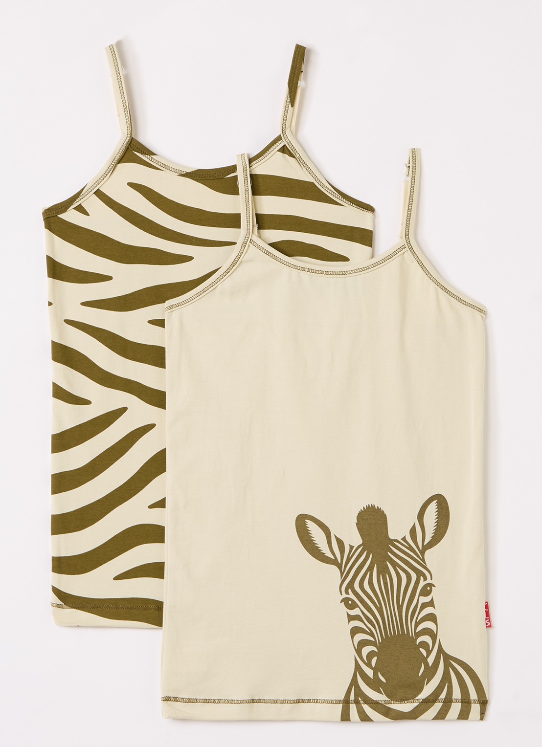 Claesens Singlet met print in 2-pack - voorkant mosgroen