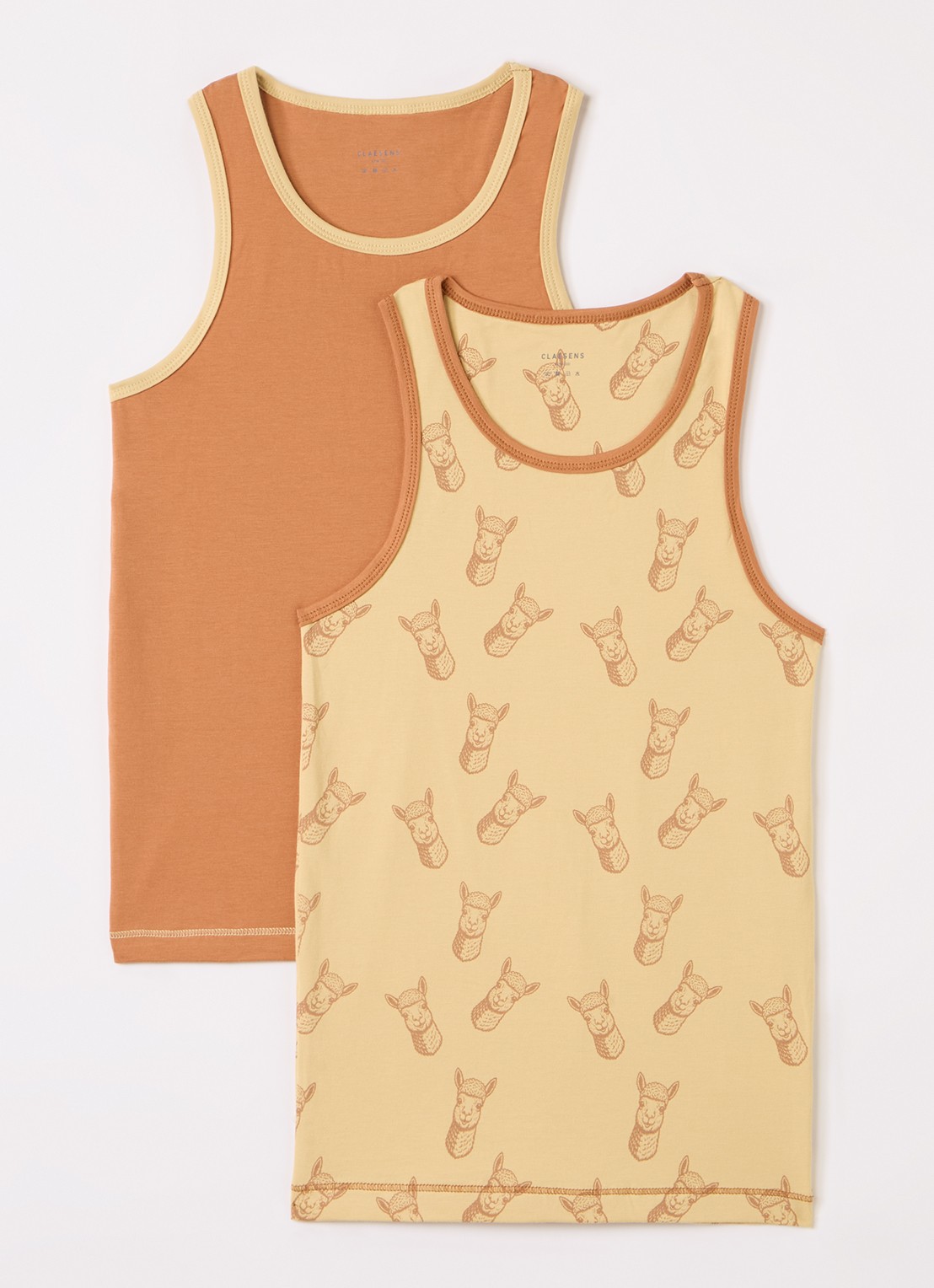 Claesens Singlet met print in 2-pack - voorkant oranje