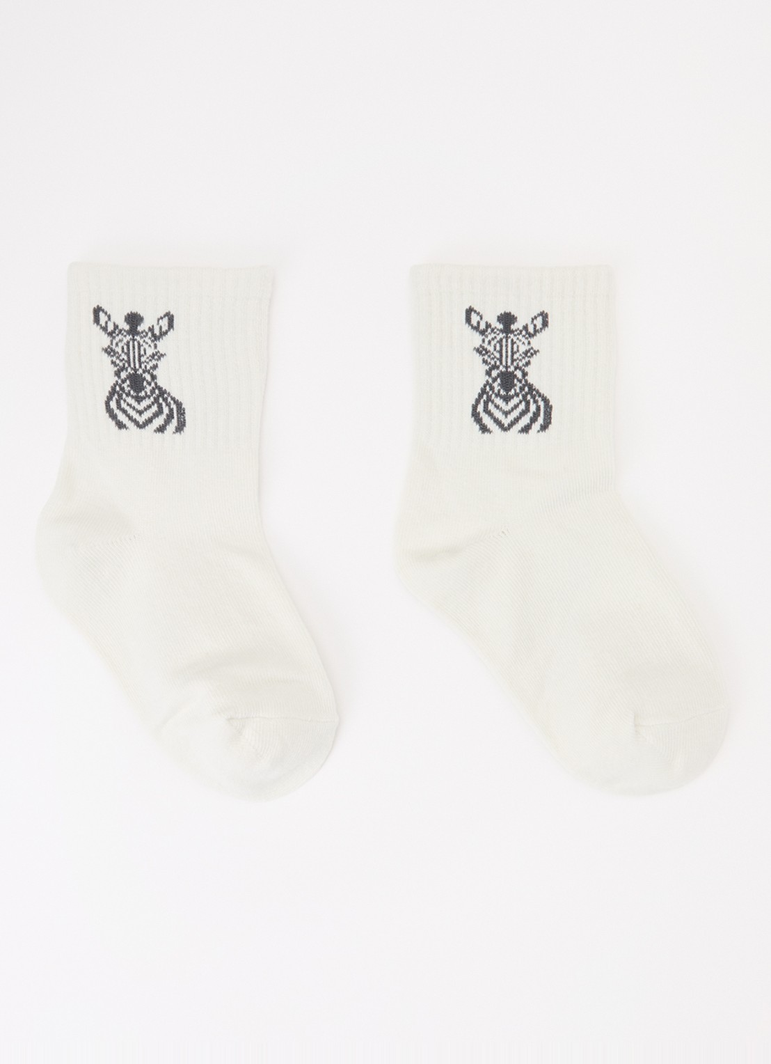 Claesens Sokken met print en ribstructuur  in 2-pack - voorkant wit