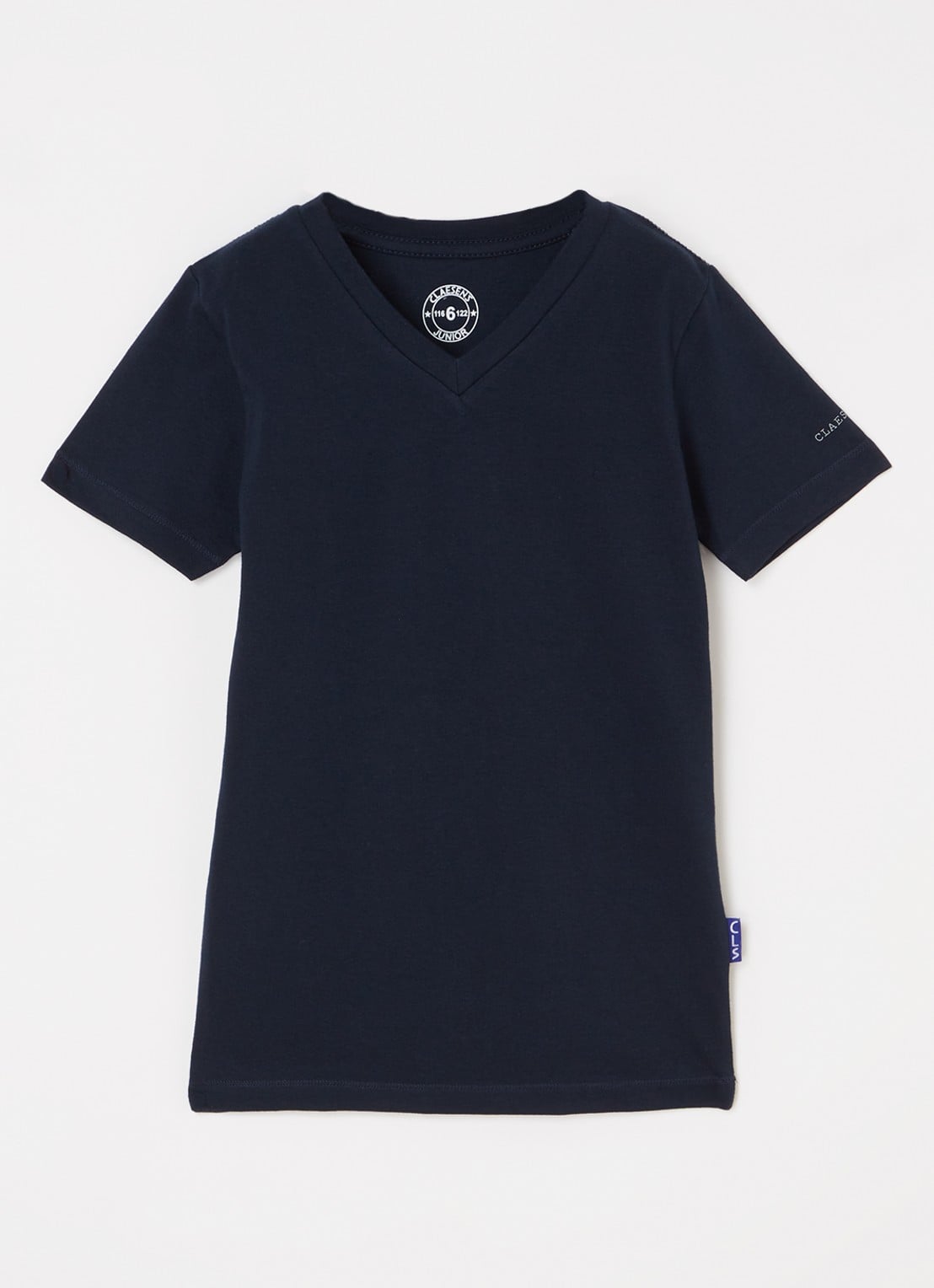 Claesens T-shirt met V-hals - voorkant donkerblauw