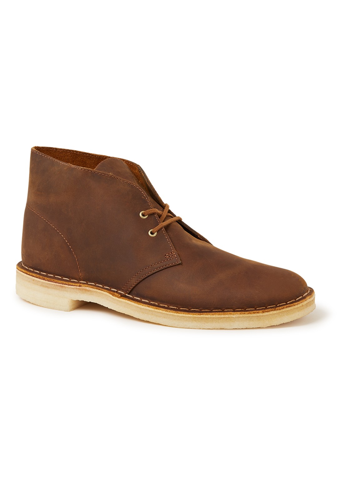 Clarks Desert boot van gewaxt leer - voorkant kastanjebruin