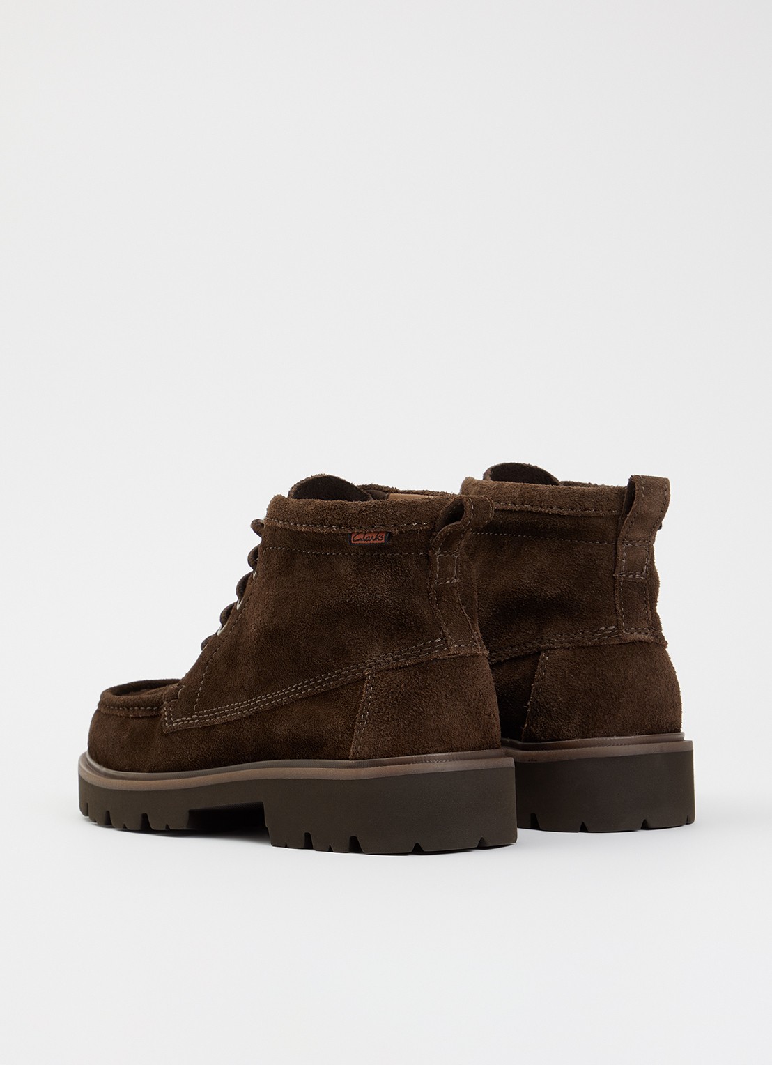 Clarks Originals Cleyhill veterboot van suède - achterkant 3 donkerbruin