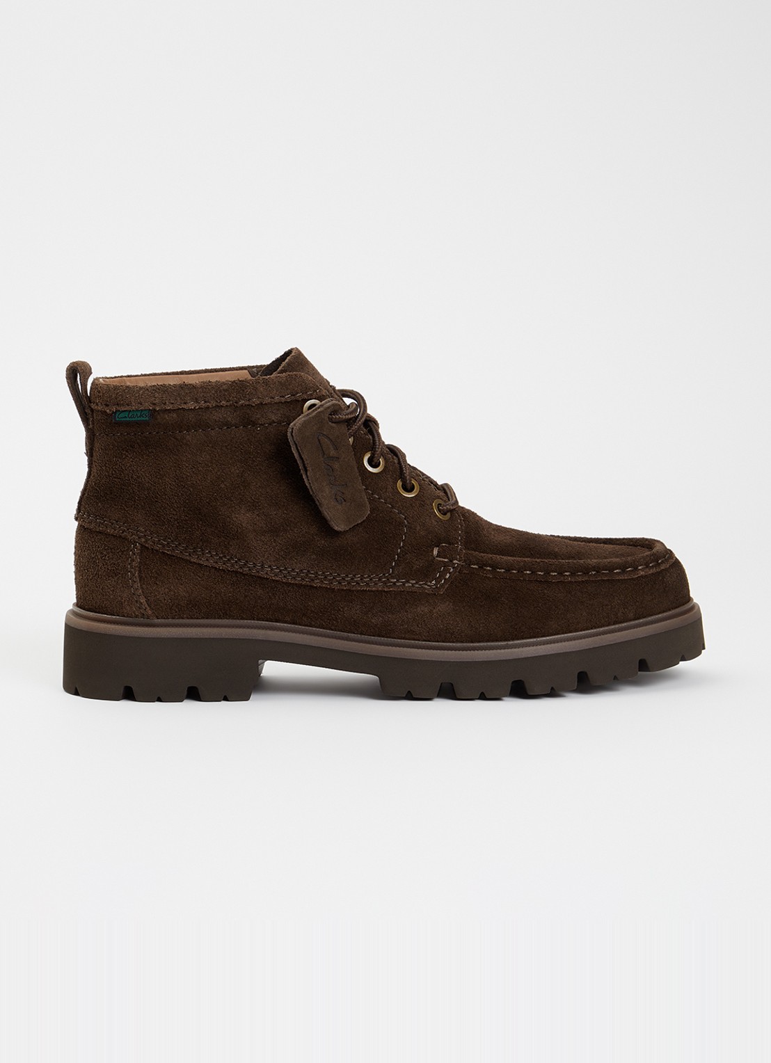 Clarks Originals Cleyhill veterboot van suède - voorkant 4 donkerbruin