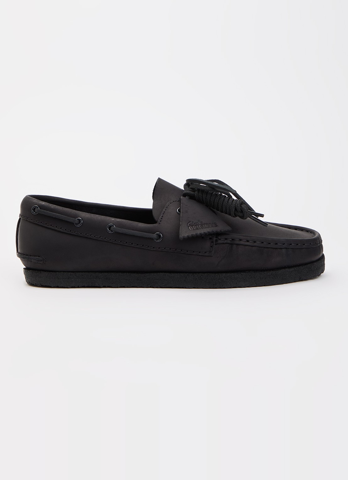 Clarks Originals Godney Boat bootschoen van leer - voorkant zwart