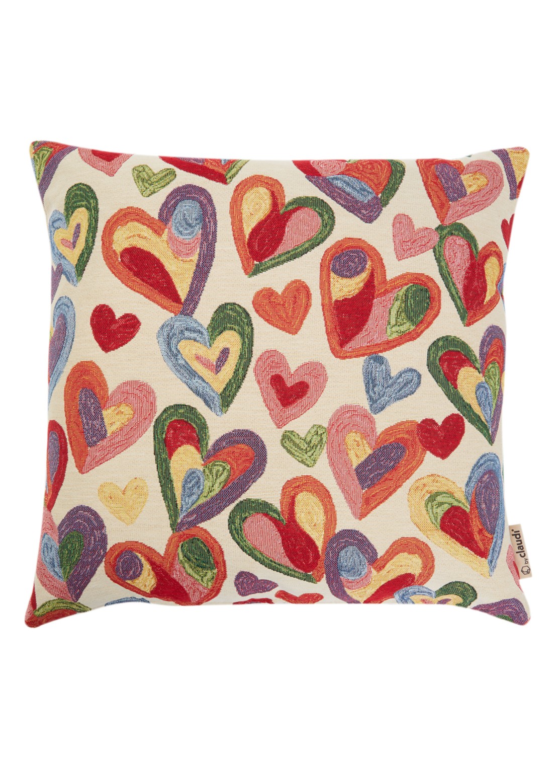 Claudi Heart Art sierkussen 50 x 50 cm - voorkant multicolor