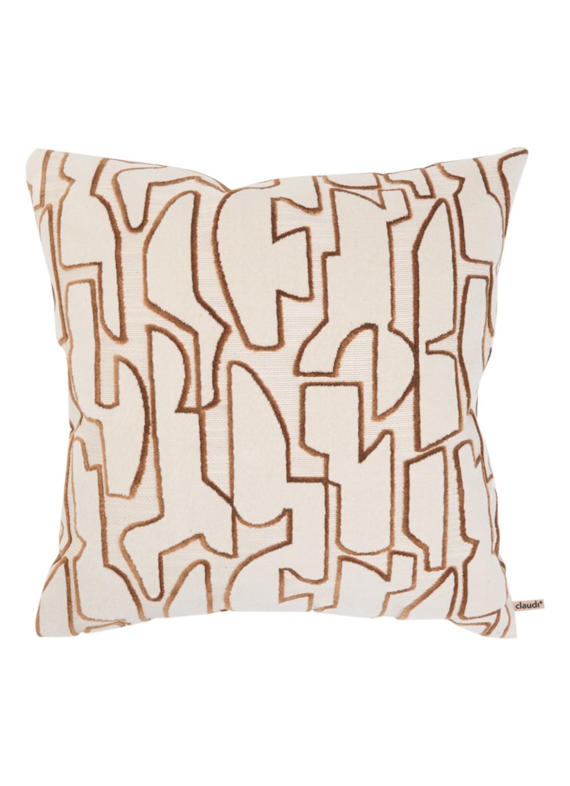 Claudi Seraq sierkussen met print 50 x 50 cm  - voorkant chocoladebruin