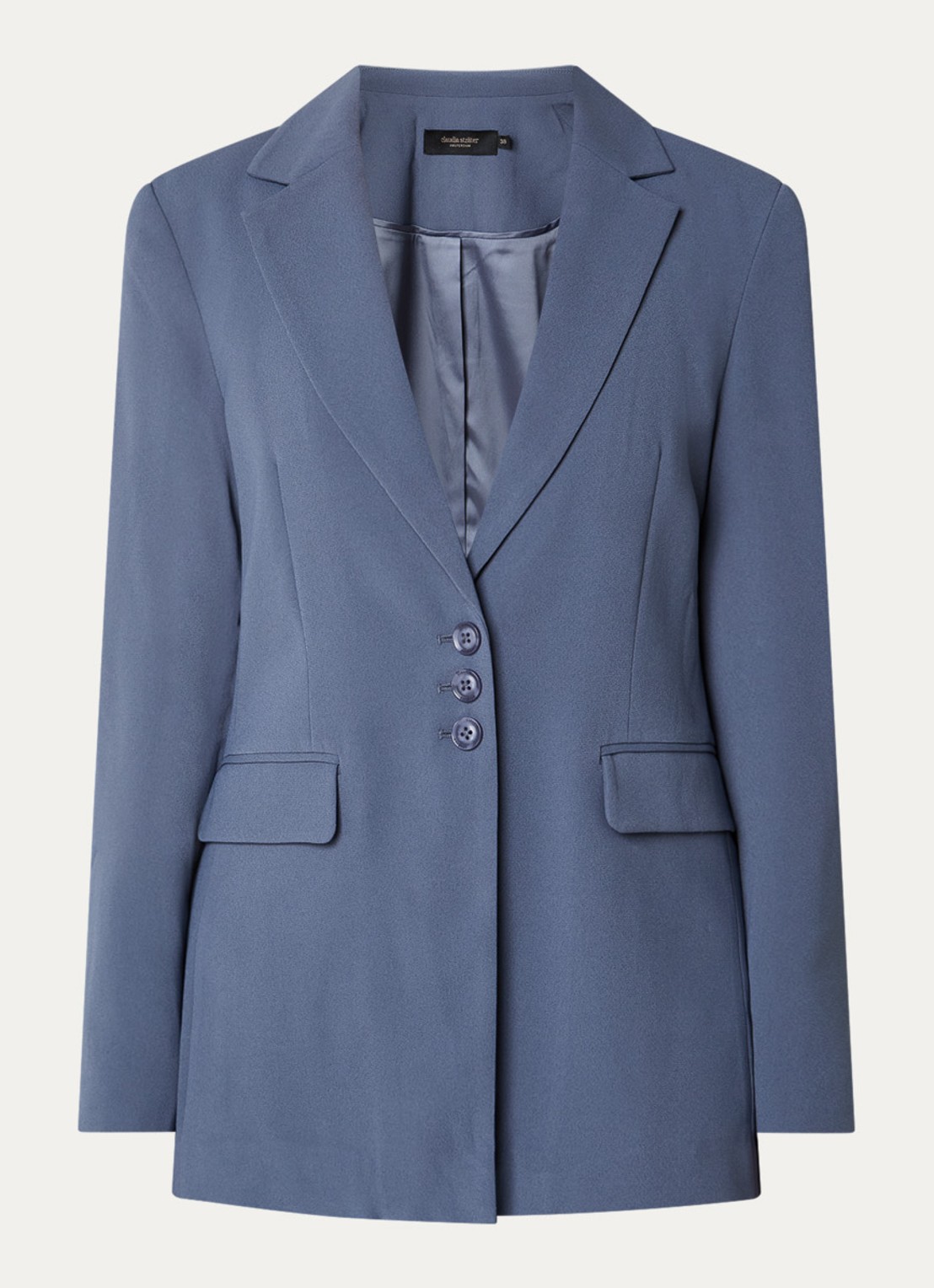 Claudia Sträter Blazer met klepzakken - voorkant 2 staalblauw