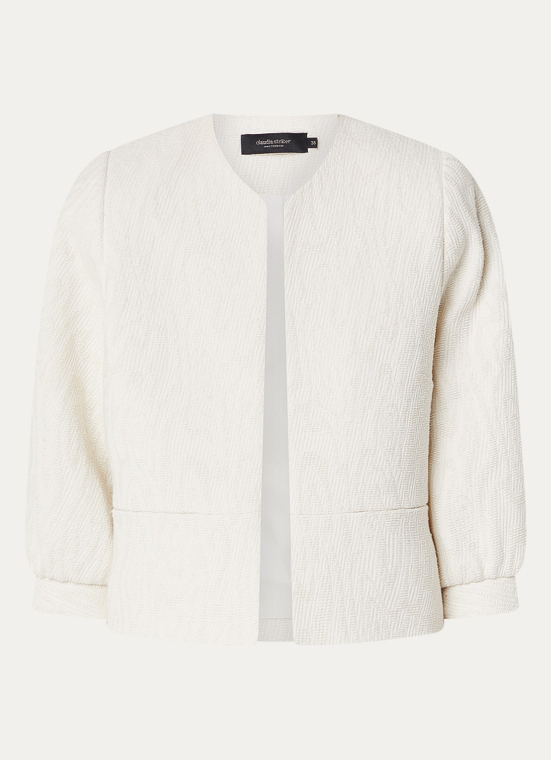 Claudia Sträter Blazer met structuur en ballonmouw - voorkant creme