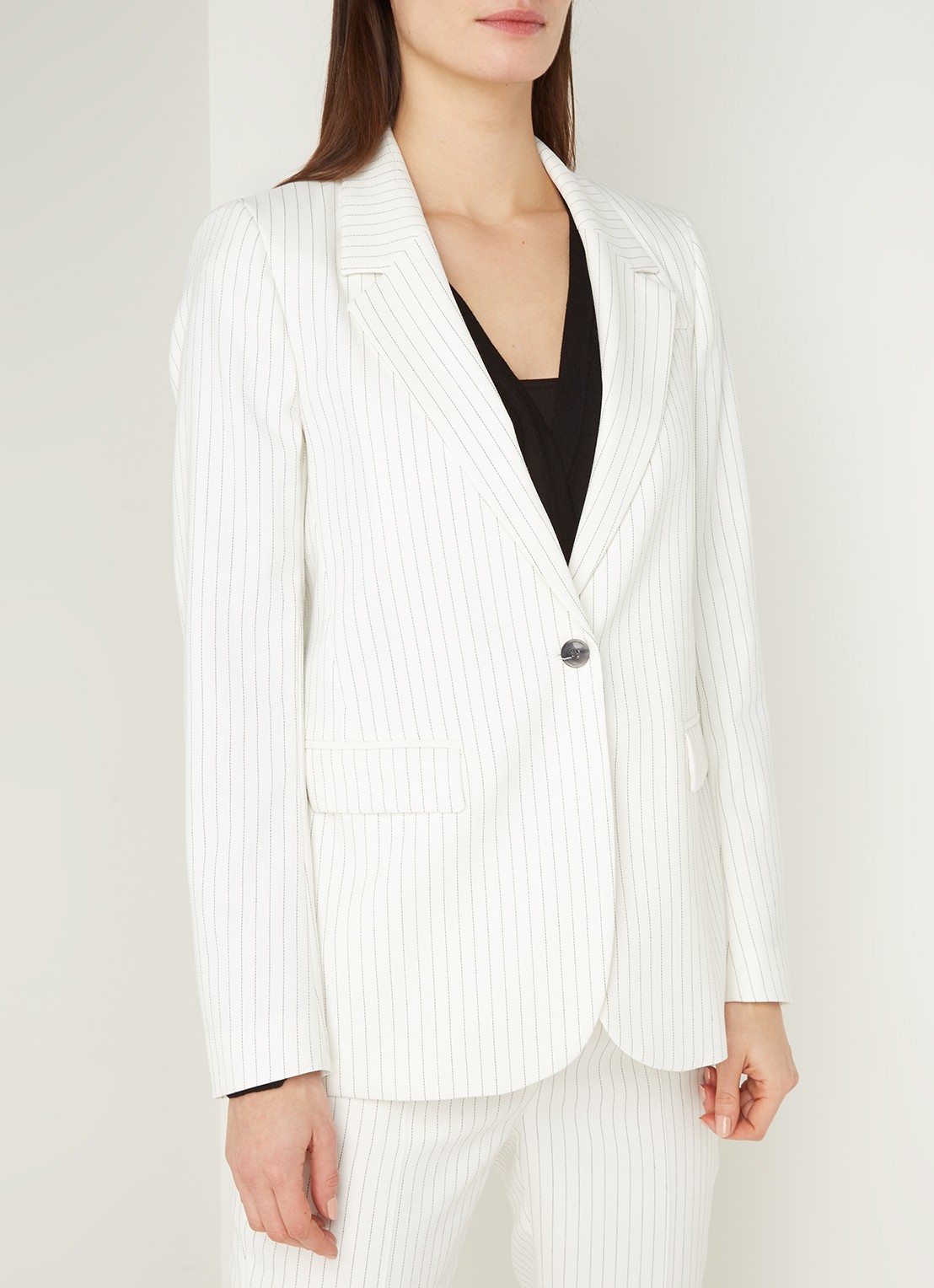 Claudia Sträter blazer pin streep - detail 3 gebroken wit
