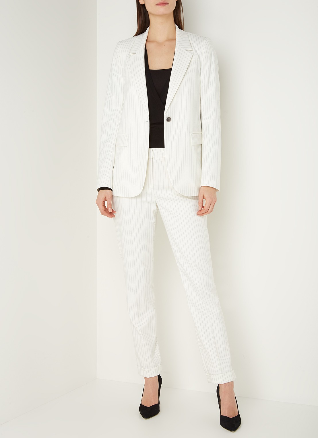 Claudia Sträter blazer pin streep - voorkant 2 gebroken wit