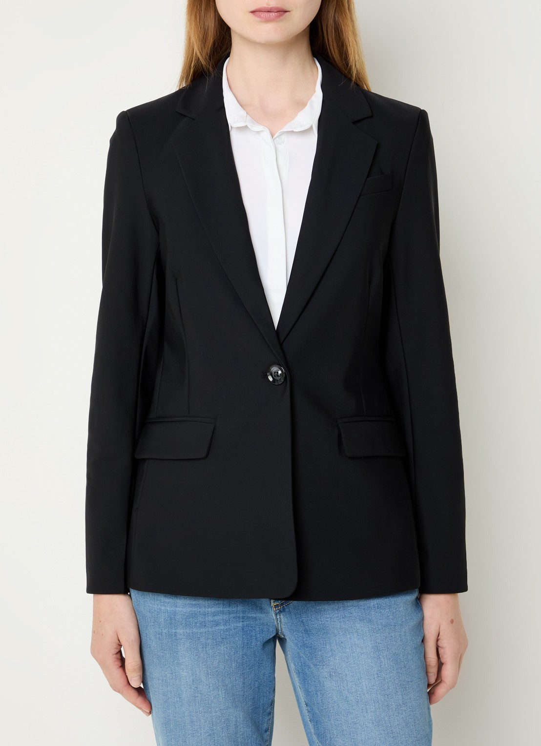 Claudia Sträter Blazer van travelstof met klepzakken en stretch - detail 2 zwart
