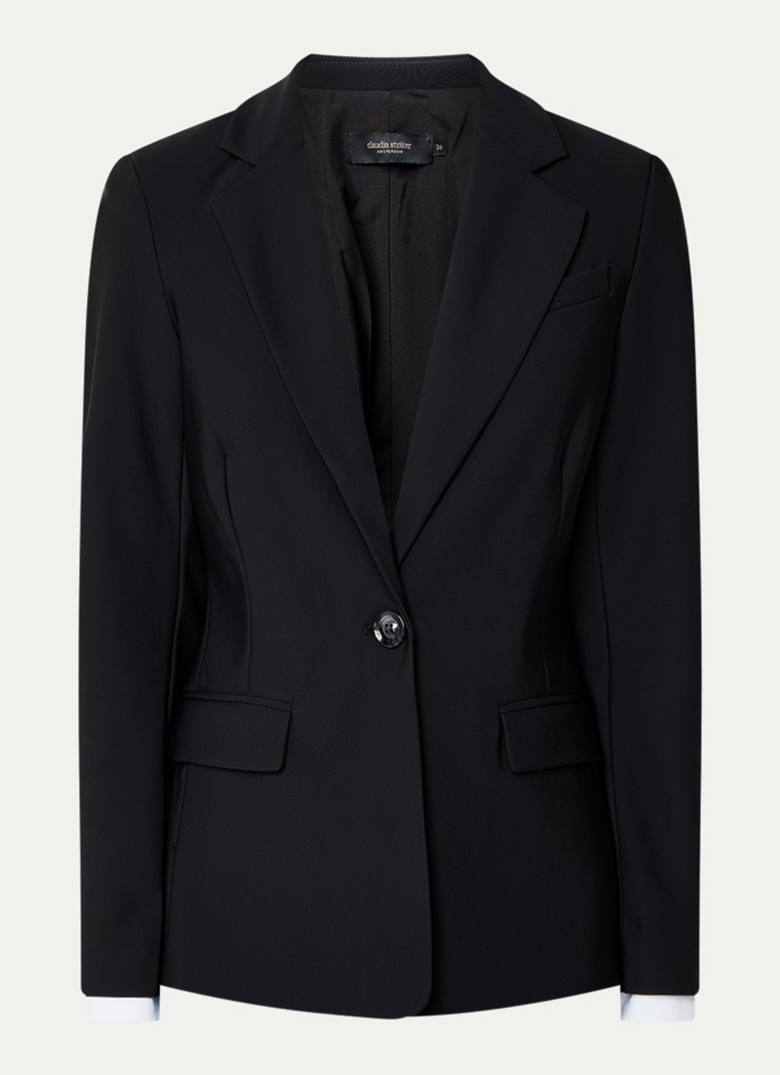 Claudia Sträter Blazer van travelstof met klepzakken en stretch - voorkant 3 zwart
