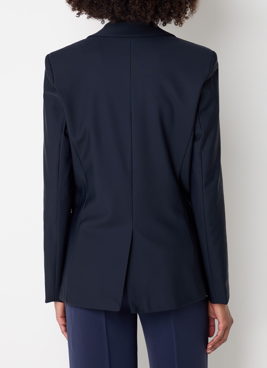 Claudia Sträter Blazer van travelstof met klepzakken en stretch - achterkant donkerblauw