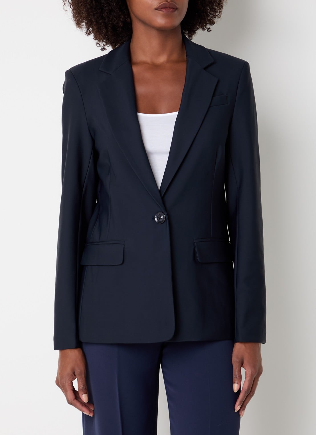 Claudia Sträter Blazer van travelstof met klepzakken en stretch - detail 2 donkerblauw