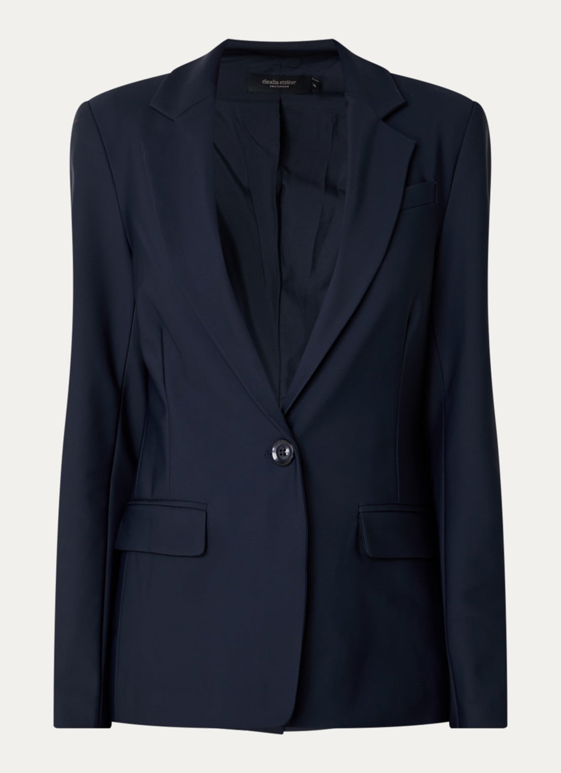 Claudia Sträter Blazer van travelstof met klepzakken en stretch - voorkant 3 donkerblauw