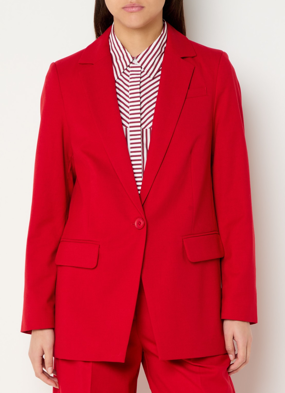 Claudia Sträter Blazer van wolblend met klepzakken - detail rood