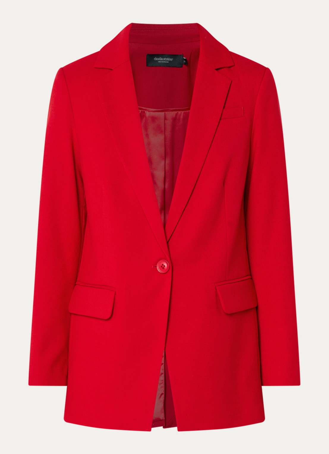 Claudia Sträter Blazer van wolblend met klepzakken - voorkant 2 rood