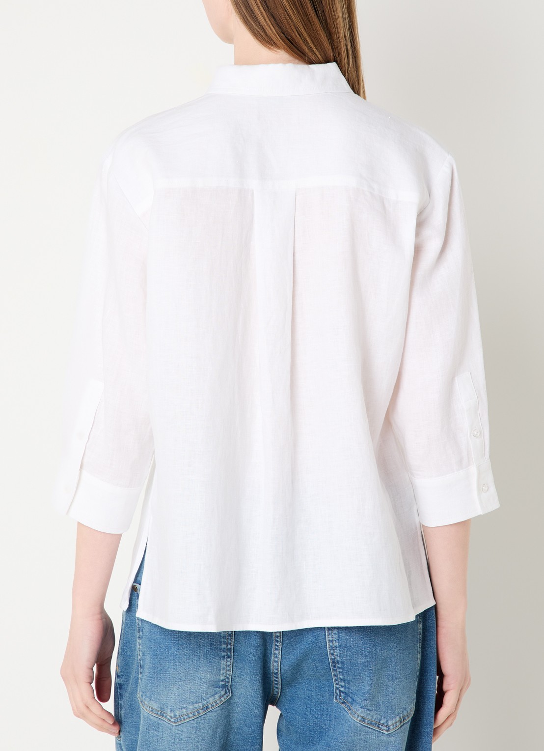 Claudia Sträter Blouse in linnenblend - achterkant wit