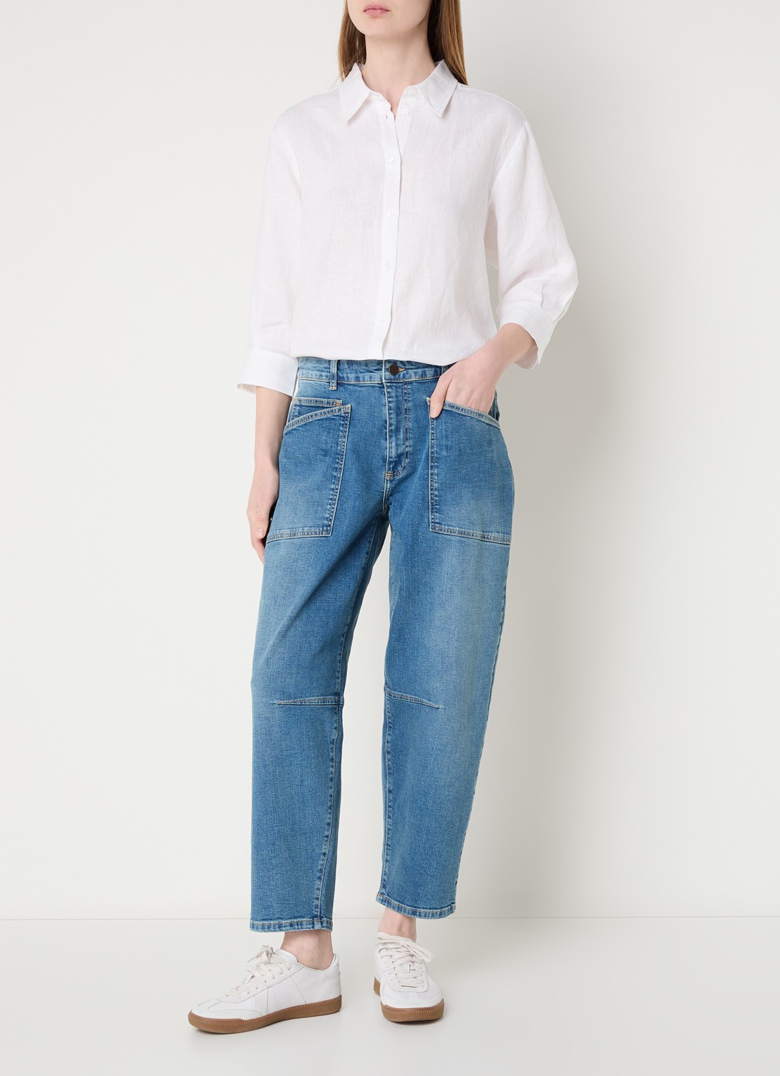 Claudia Sträter Blouse in linnenblend - voorkant 3 wit