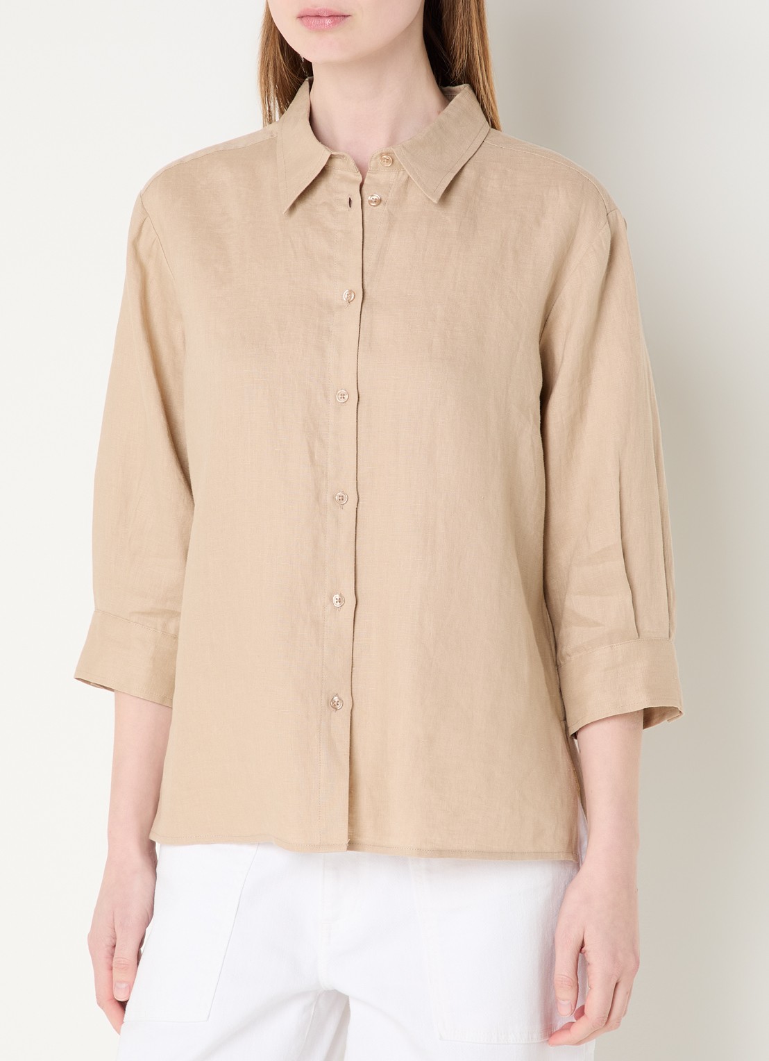 Claudia Sträter Blouse in linnenblend - detail 2 beige