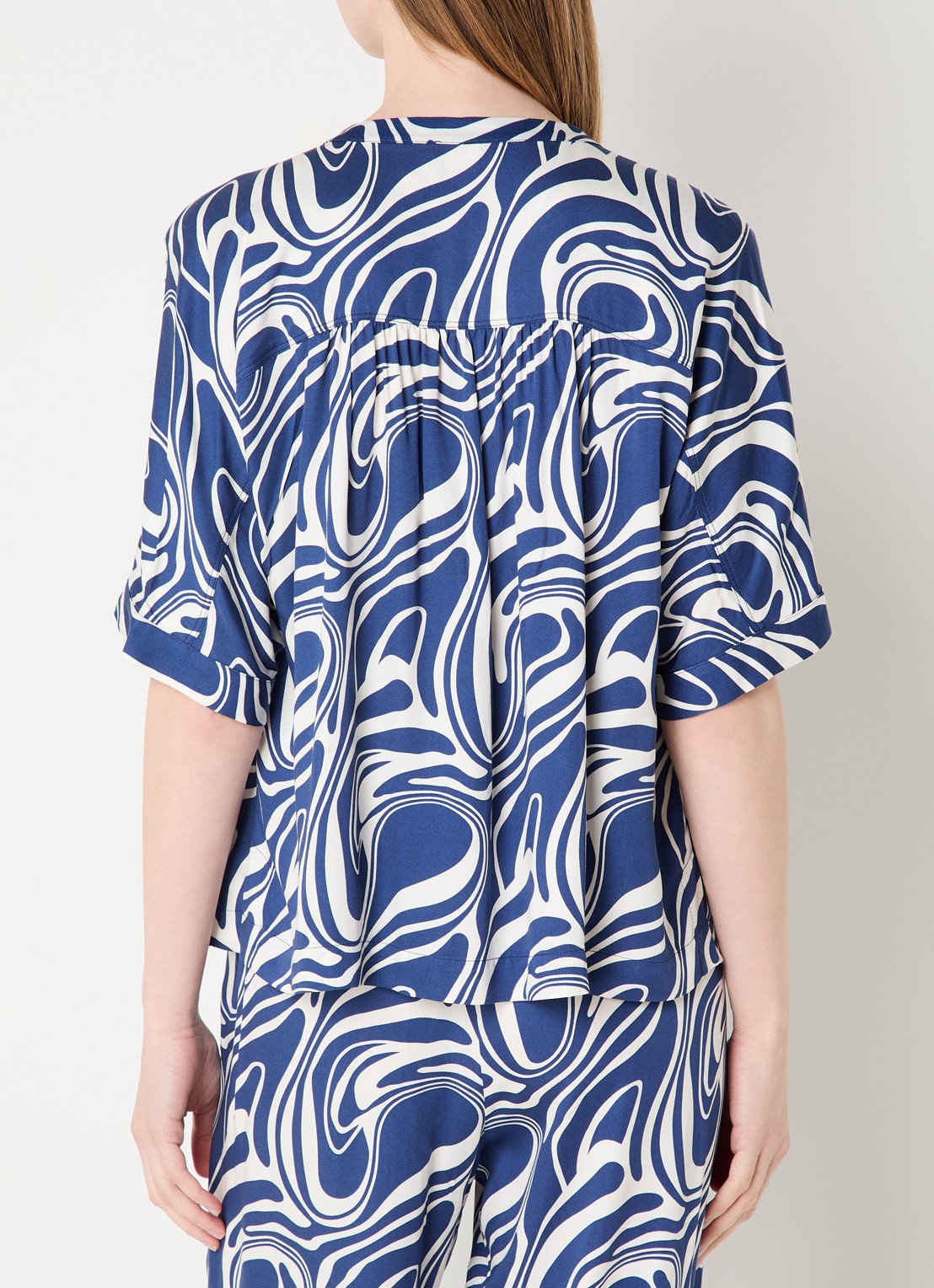 Claudia Sträter Blouse met print - achterkant 3 royalblauw