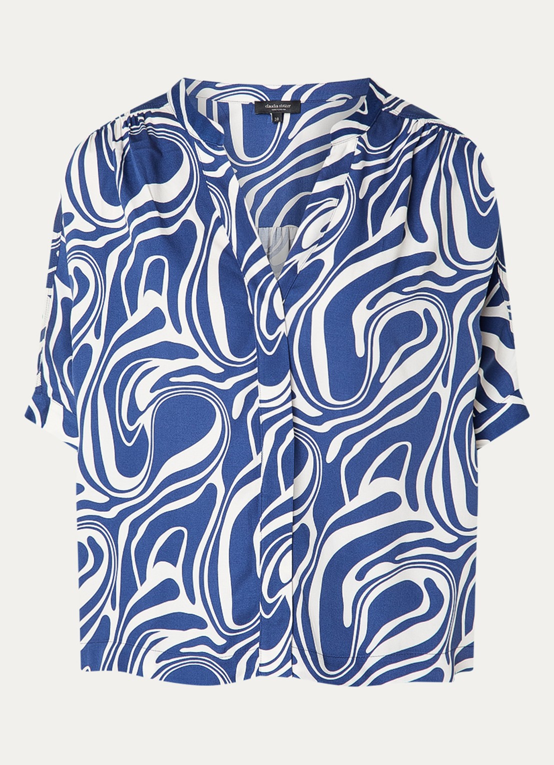 Claudia Sträter Blouse met print - voorkant royalblauw