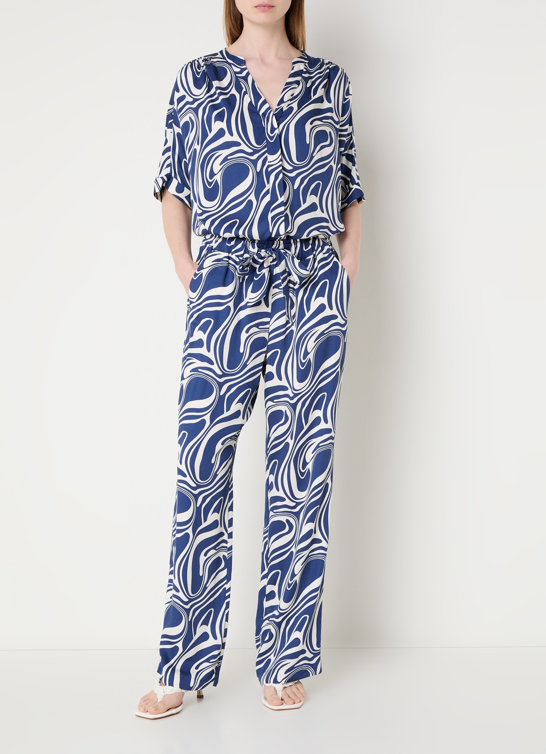 Claudia Sträter Blouse met print - voorkant 2 royalblauw