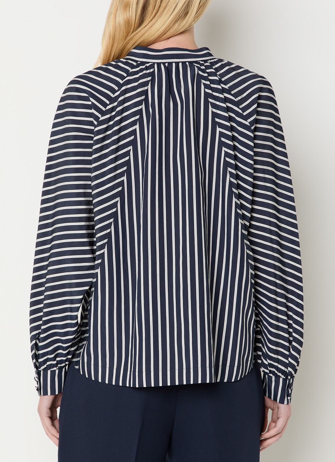 Claudia Sträter Blouse met streepprint - achterkant 3 donkerblauw