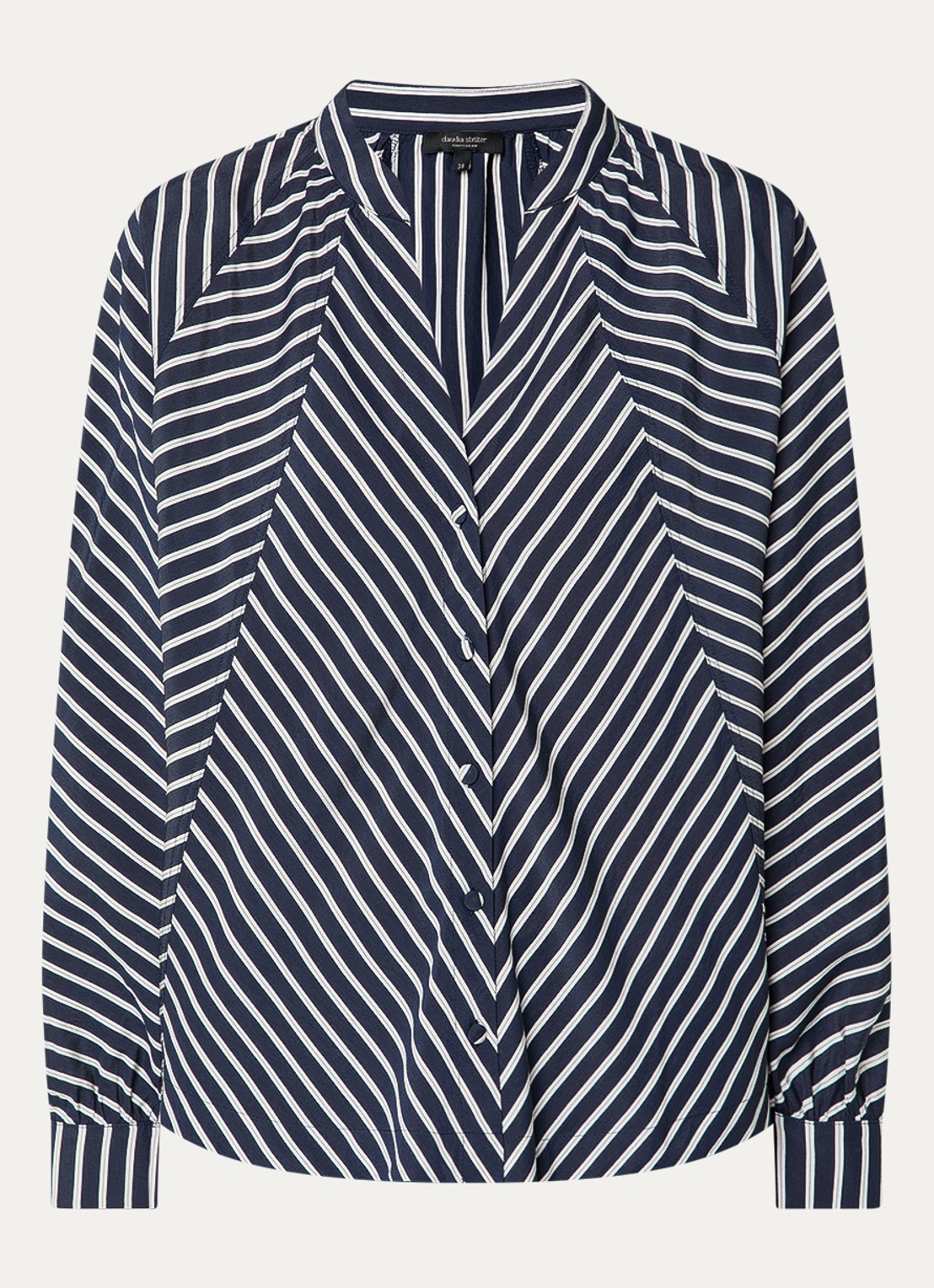 Claudia Sträter Blouse met streepprint - voorkant donkerblauw