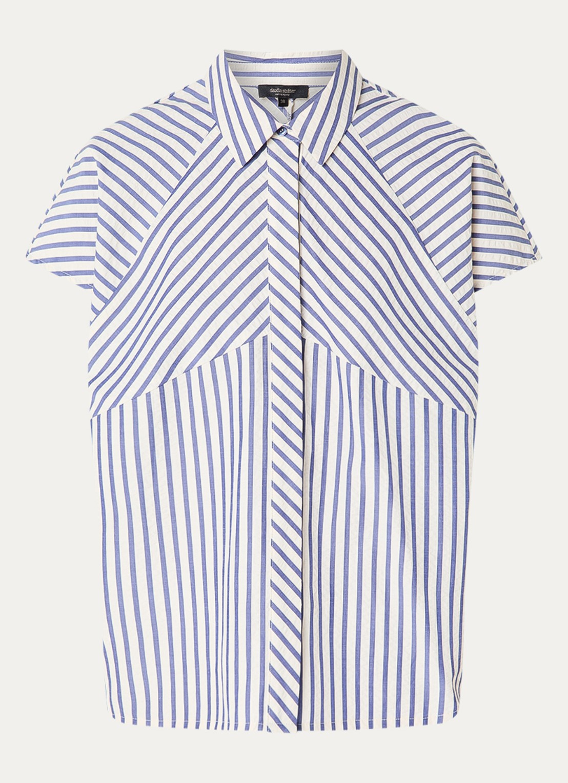 Claudia Sträter Blouse met streepprint - voorkant donkerblauw