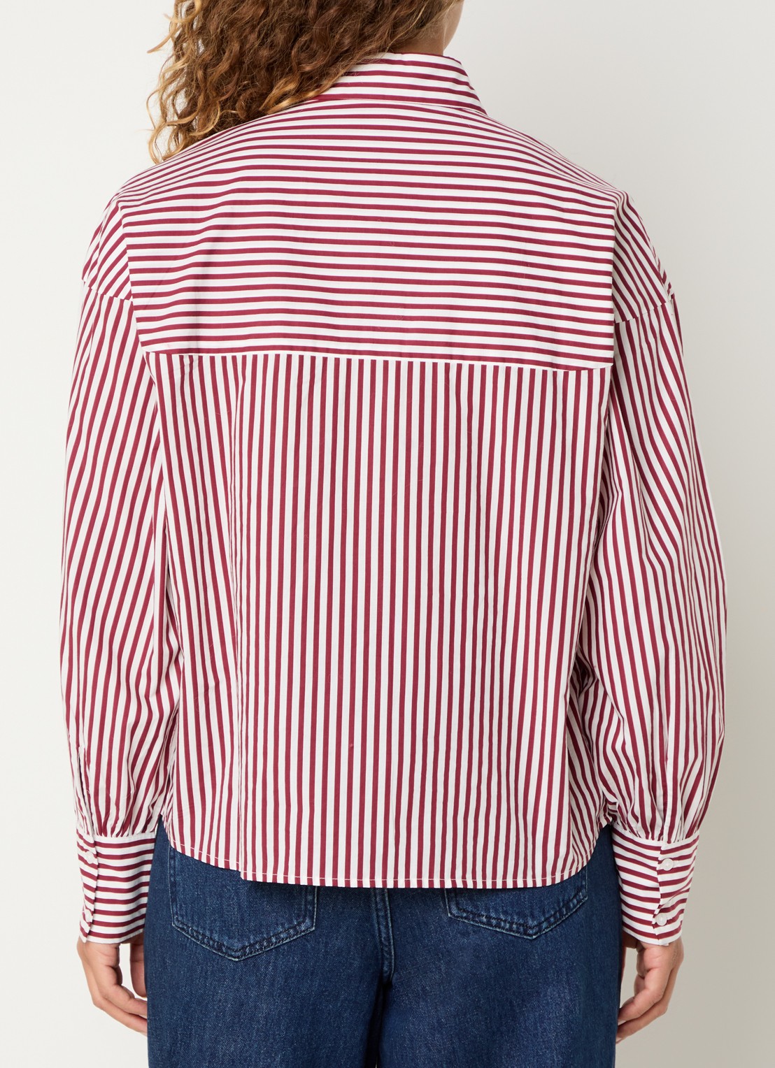 Claudia Sträter Blouse met streepprint - achterkant 2 donkerrood