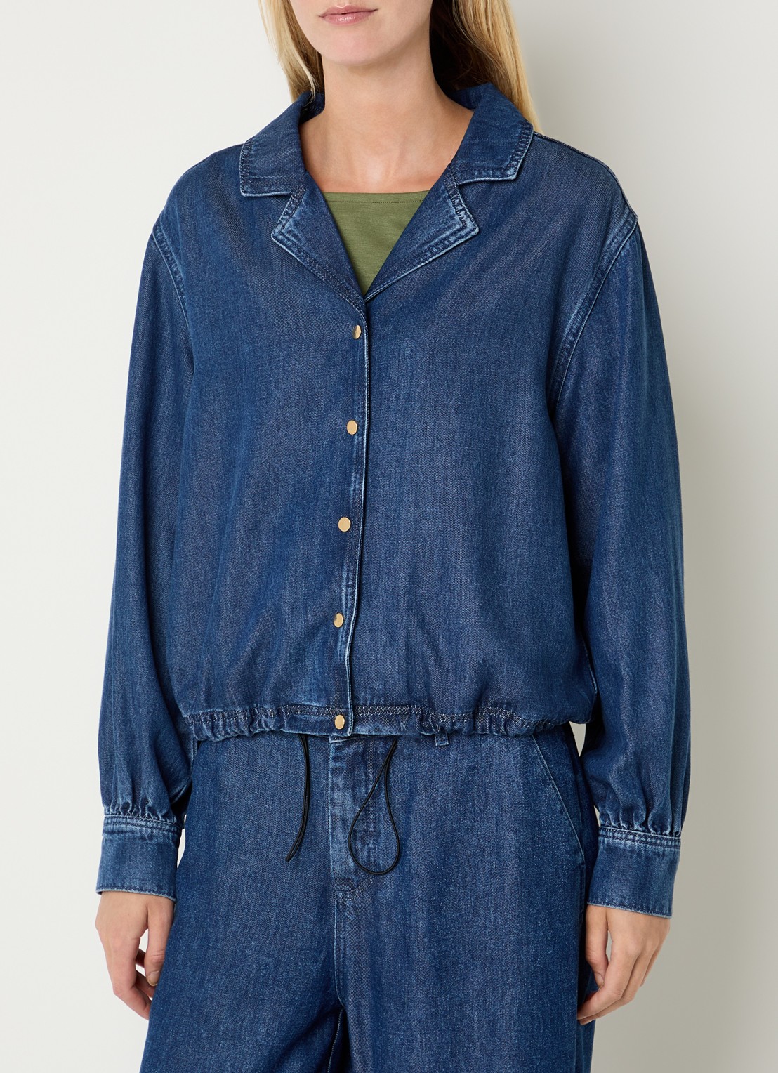 Claudia Sträter Blouse van denim - detail indigo
