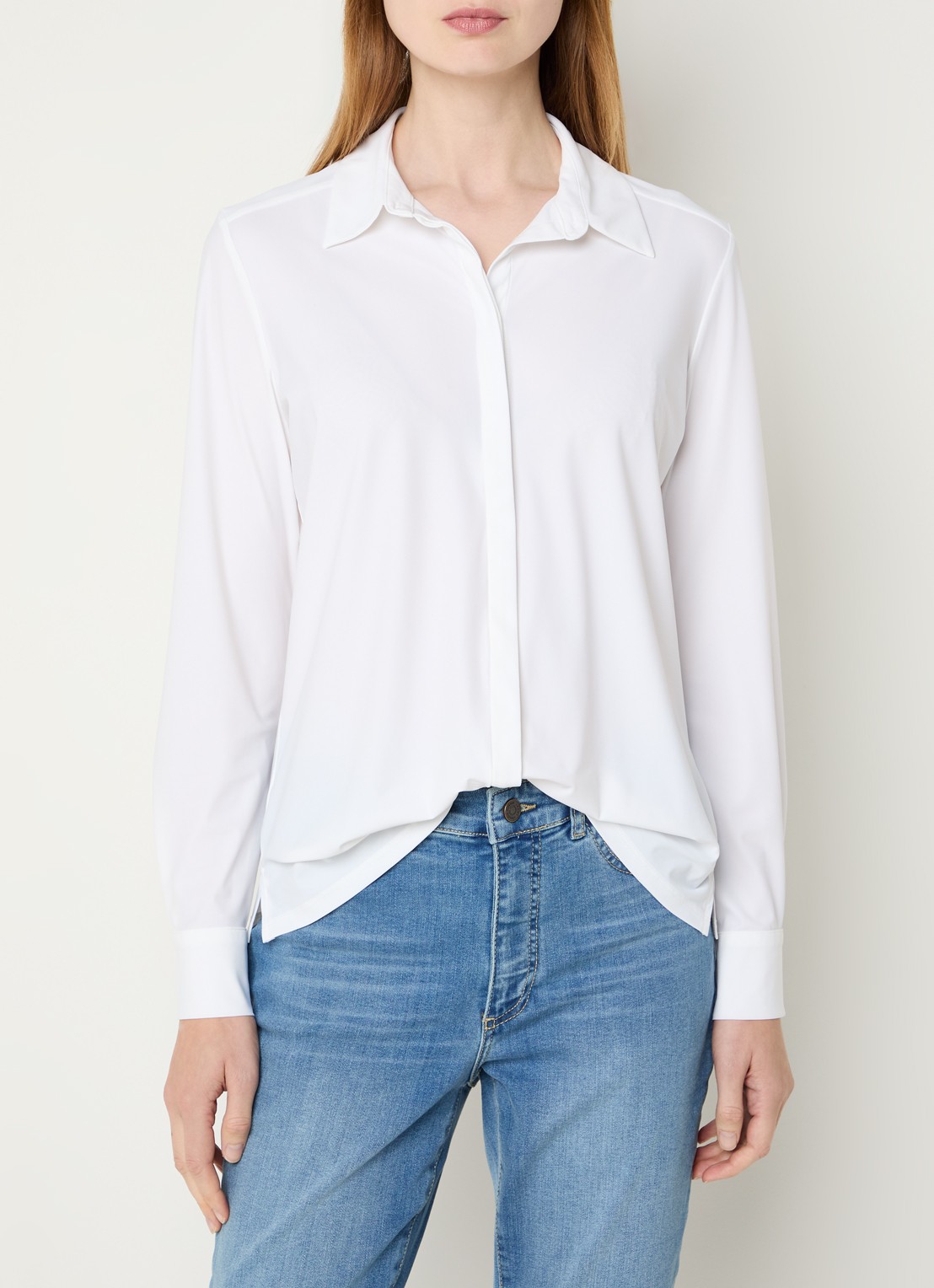 Claudia Sträter Blouse van travelstof met stretch - detail wit