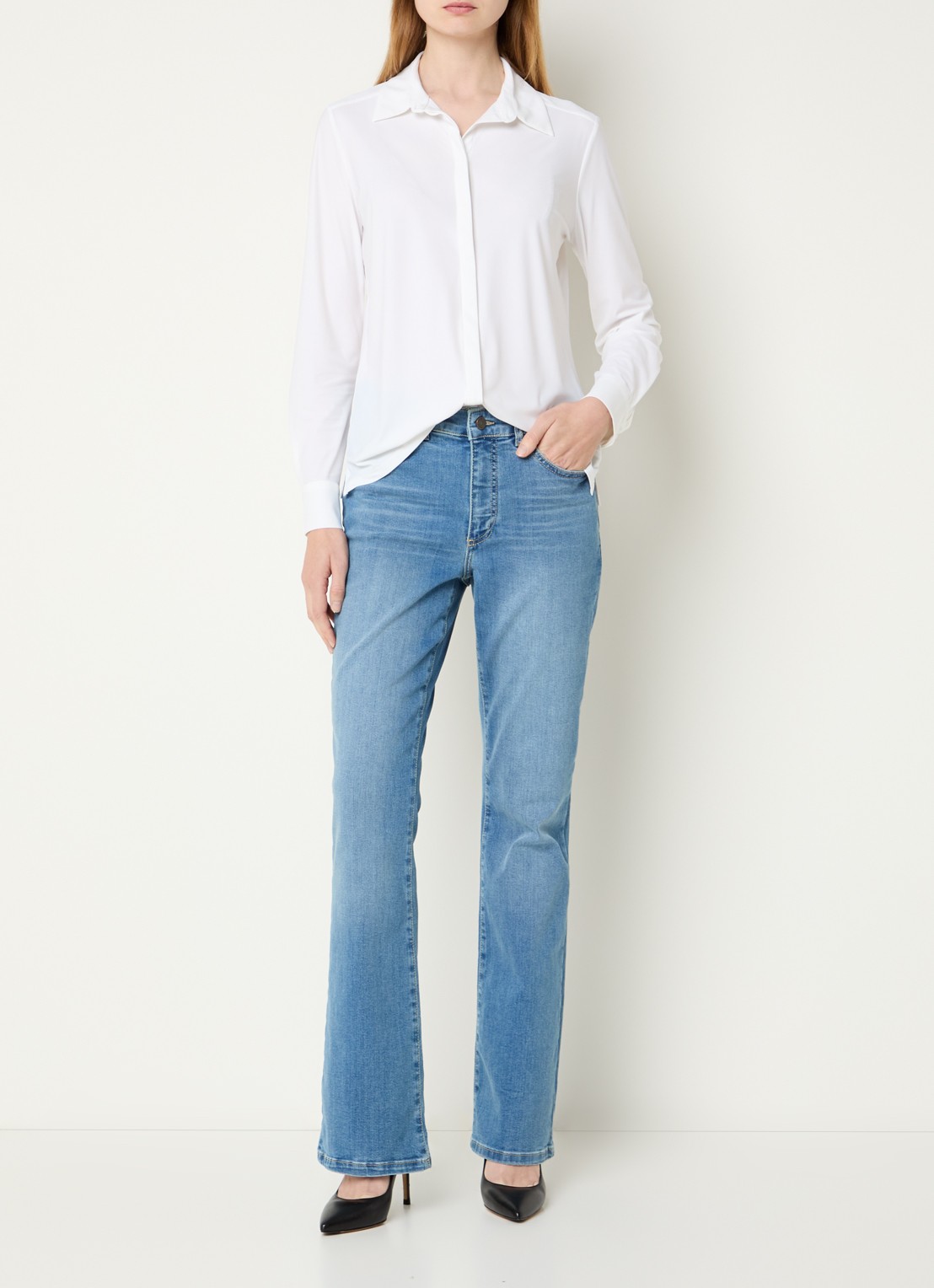 Claudia Sträter Blouse van travelstof met stretch - voorkant 3 wit