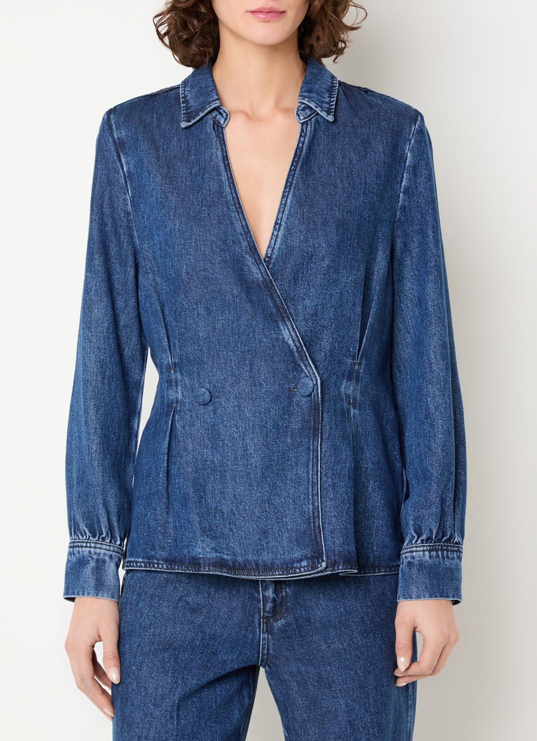 Claudia Sträter Double-breasted blazer van denim - detail 4 indigo