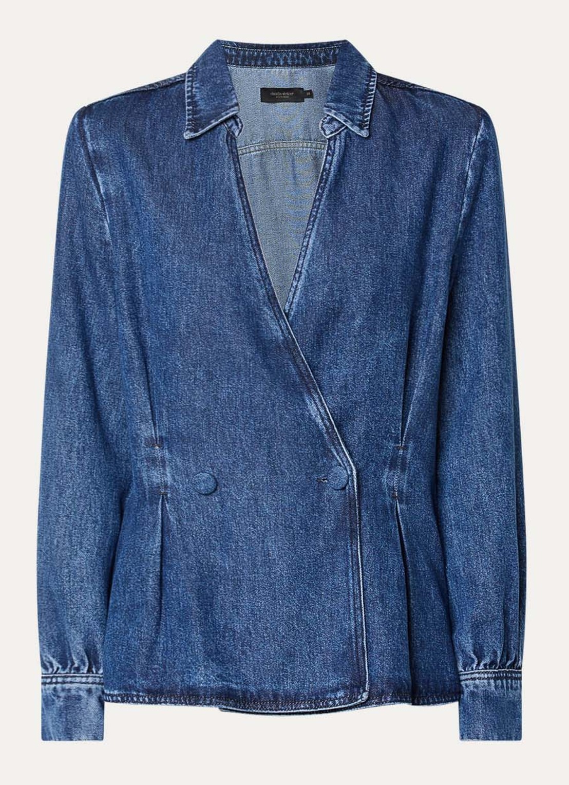Claudia Sträter Double-breasted blazer van denim - voorkant indigo