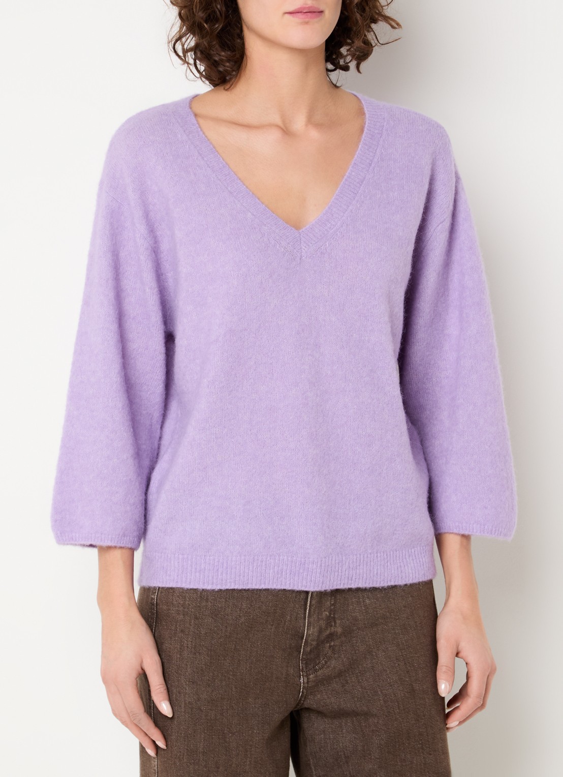 Claudia Sträter Fijngebreide pullover in alpaca wolblend - detail 3 lila