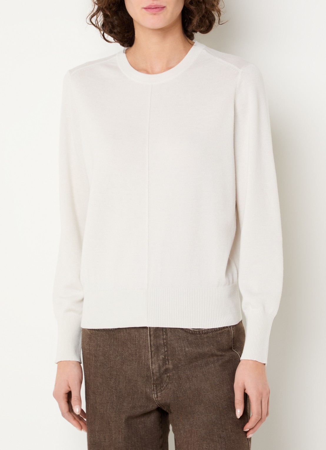 Claudia Sträter Fijngebreide pullover in wolblend - detail 4 gebroken wit