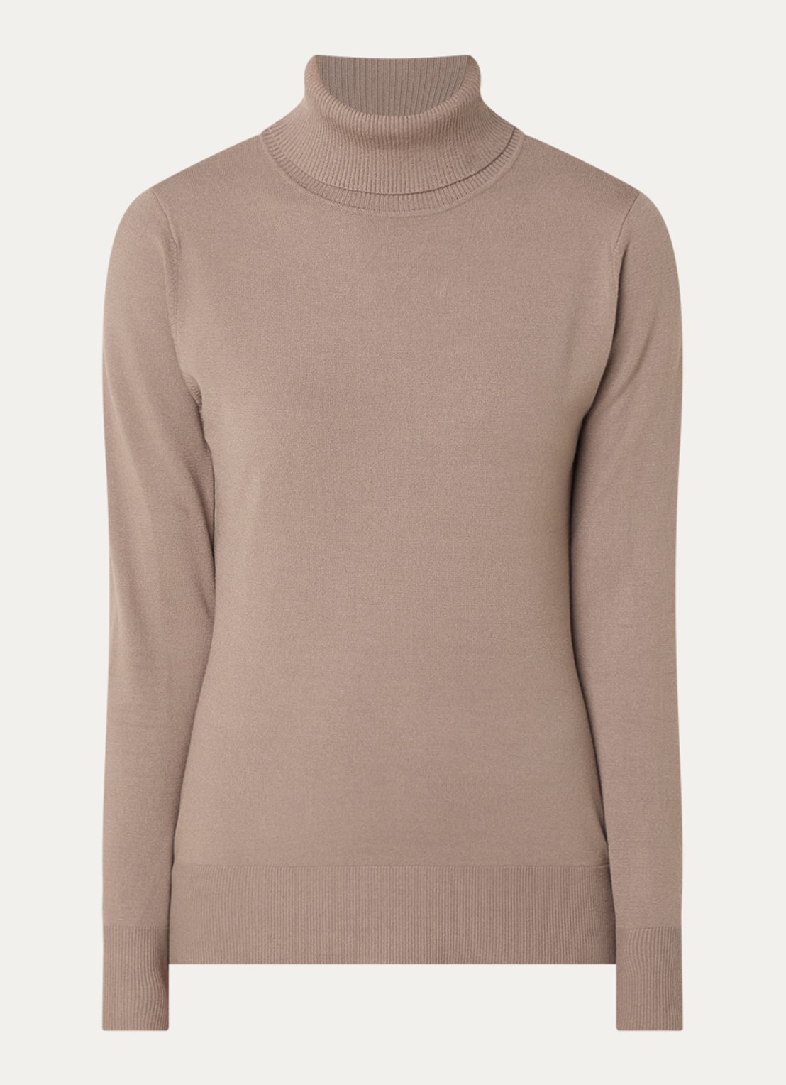Claudia Sträter Fijngebreide pullover met col - voorkant taupe