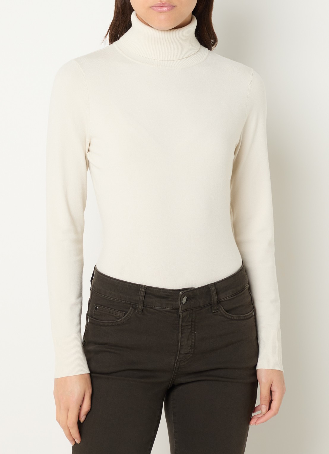 Claudia Sträter Fijngebreide pullover met col - detail gebroken wit