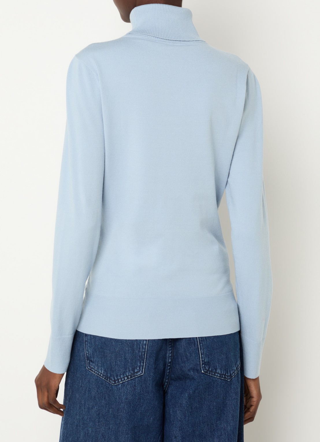Claudia Sträter Fijngebreide pullover met col - achterkant 4 blauw