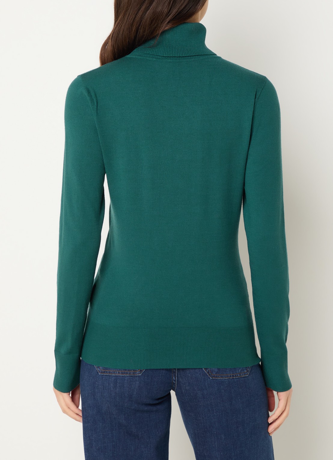 Claudia Sträter Fijngebreide pullover met col - achterkant 4 zeegroen