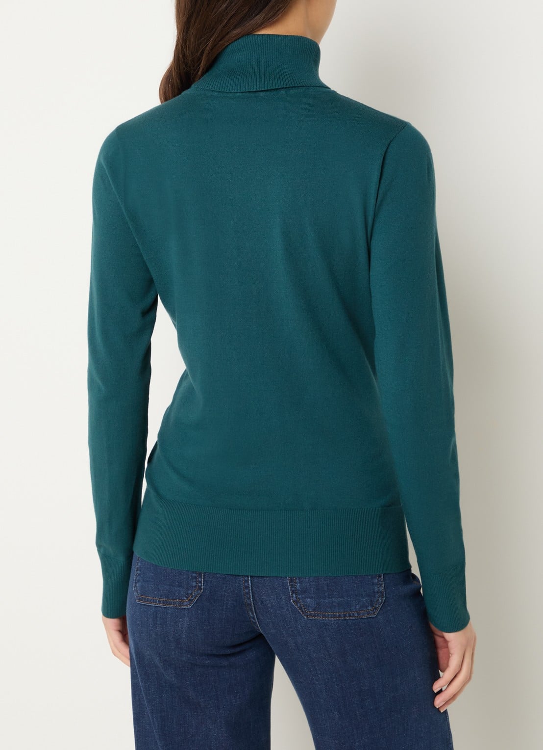 Claudia Sträter Fijngebreide pullover met col - achterkant 4 zeegroen