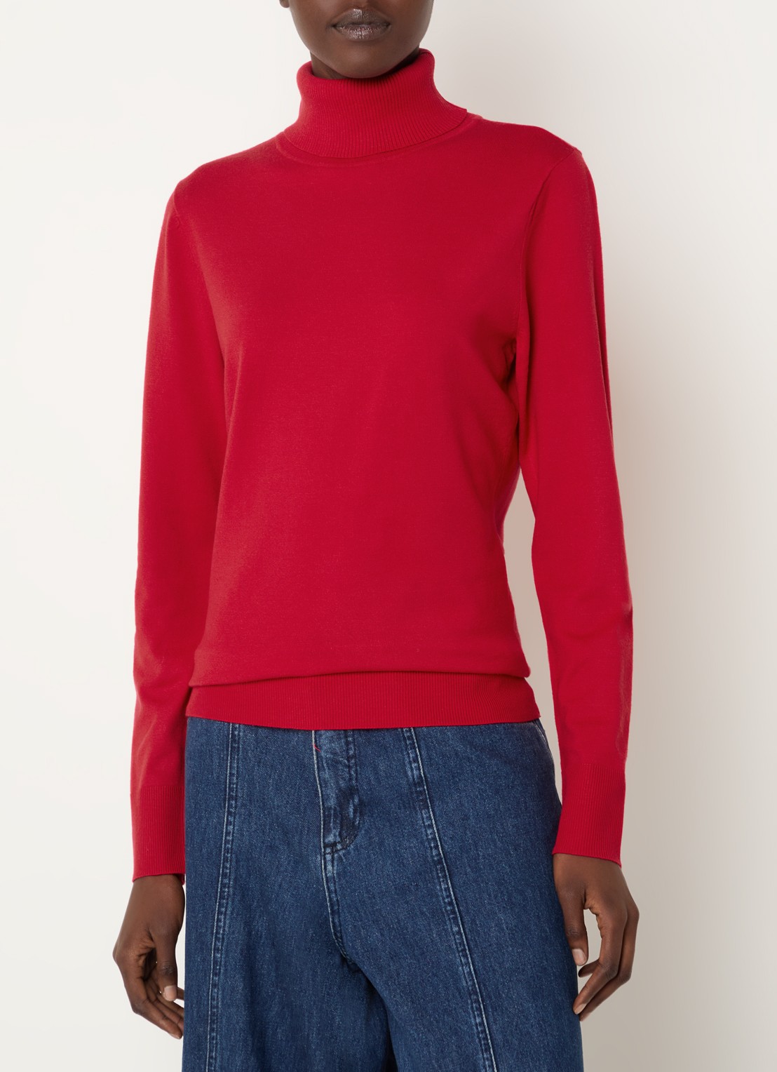 Claudia Sträter Fijngebreide pullover met col - detail rood