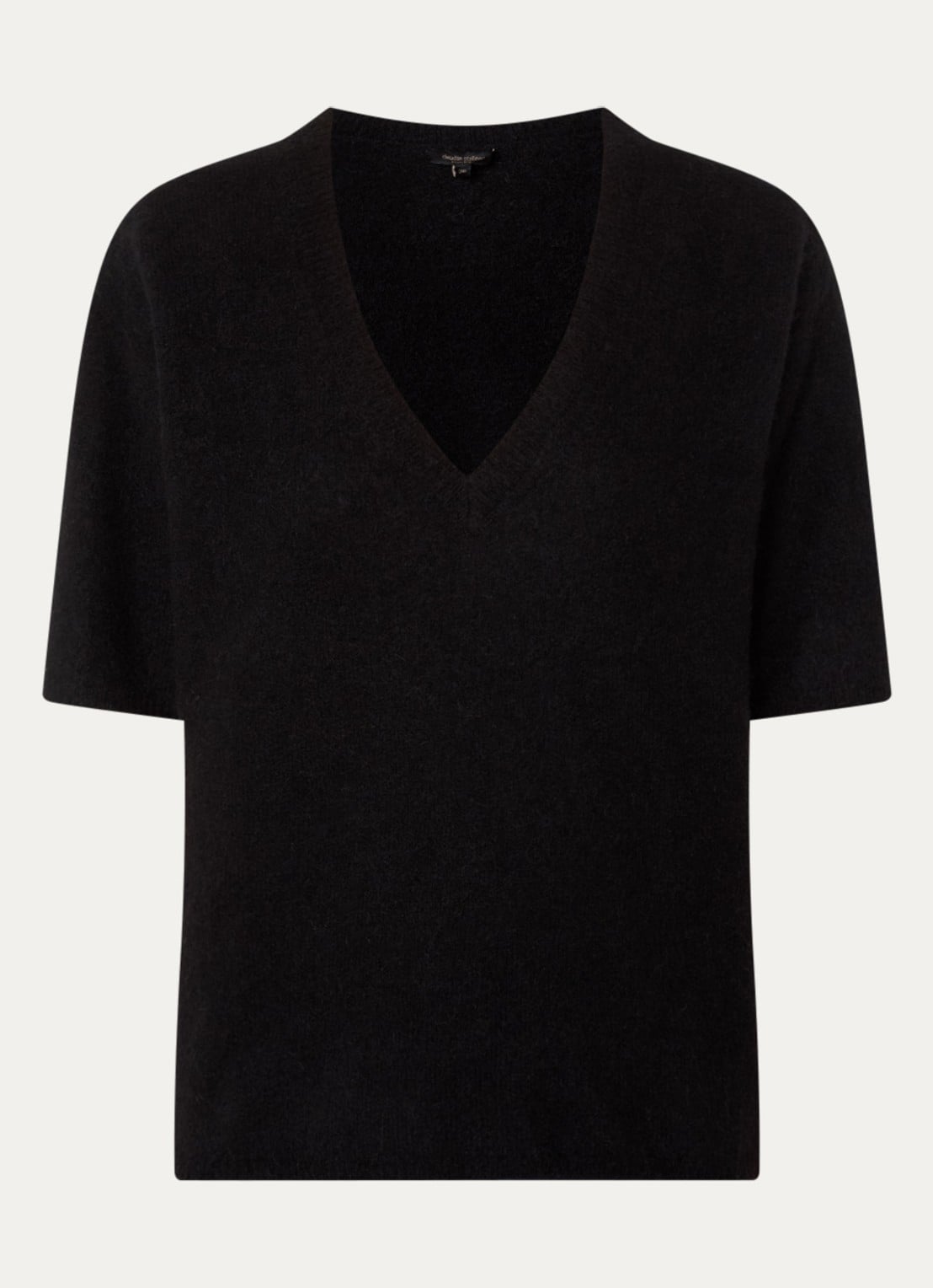 Claudia Sträter Fijngebreide top in alpaca wolblend - voorkant 3 zwart