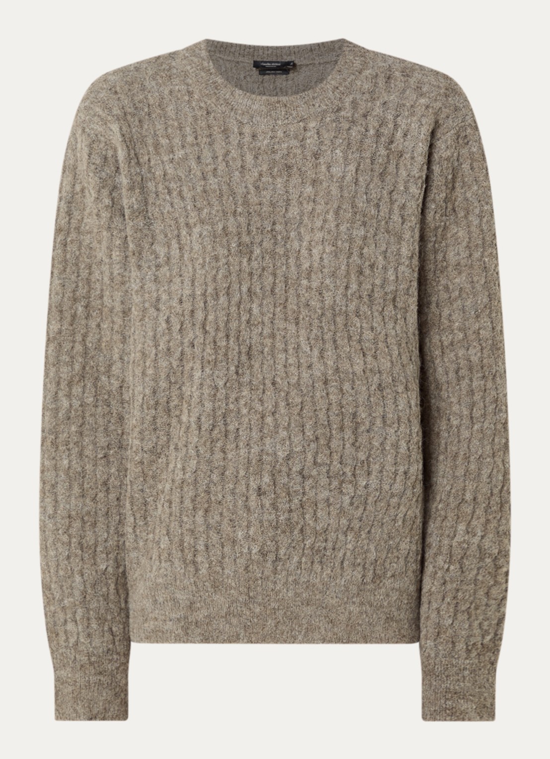 Claudia Sträter Fijngebreide trui in alpaca wolblend met structuur - voorkant 3 beige